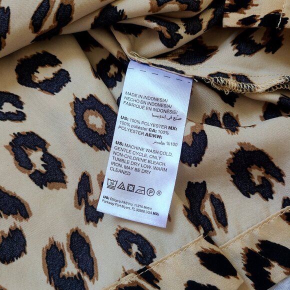 Chicos Womens Top Size 3P US LG/XL Petite Leopard Print Blouse Work Wear Career - Picture 4 of 10